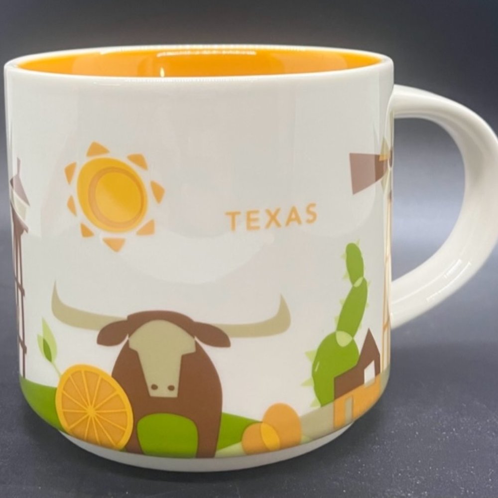 Starbucks Coffee‎ Mug Texas You Are Here Collection 14 oz White Cow Drinkware